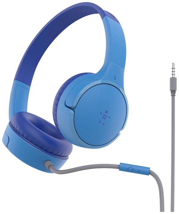 Belkin SoundForm Mini  Headset otevřená (On Ear) kabelová stereo modrá  omezení hlasitosti dětské