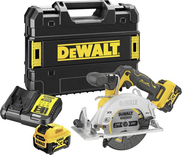 DEWALT DeWALT DCS512P2-QW, Schwarz, Gelb, 14 cm, 3600 RPM, 4,7 cm, 2 cm, 3,3 cm aku ruční kotoučová pila, max. řez 47 mm, akumulátor, 12 V, 5 Ah, DCS512P2-QW
