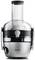 Odšťavňovač z nerezové oceli a plastu, značky Philips, s velkým plnicím otvorem a stříbrným tělem. Ideální pro přípravu šťáv.