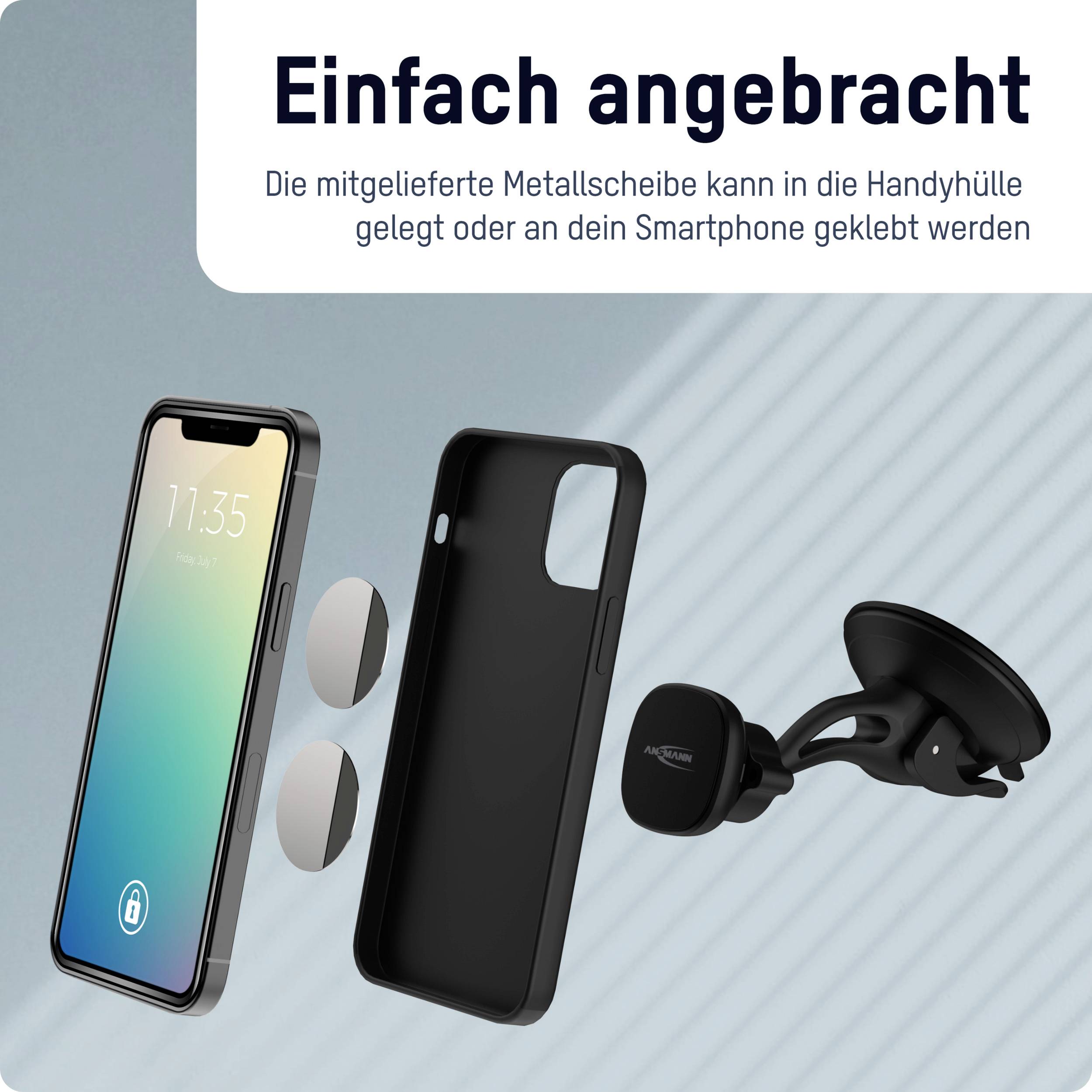 Držák na mobilní telefon, kompatibilní s pouzdrem. Kovový plíšek se umístí do pouzdra nebo nalepí na smartphone. Snadná instalace.