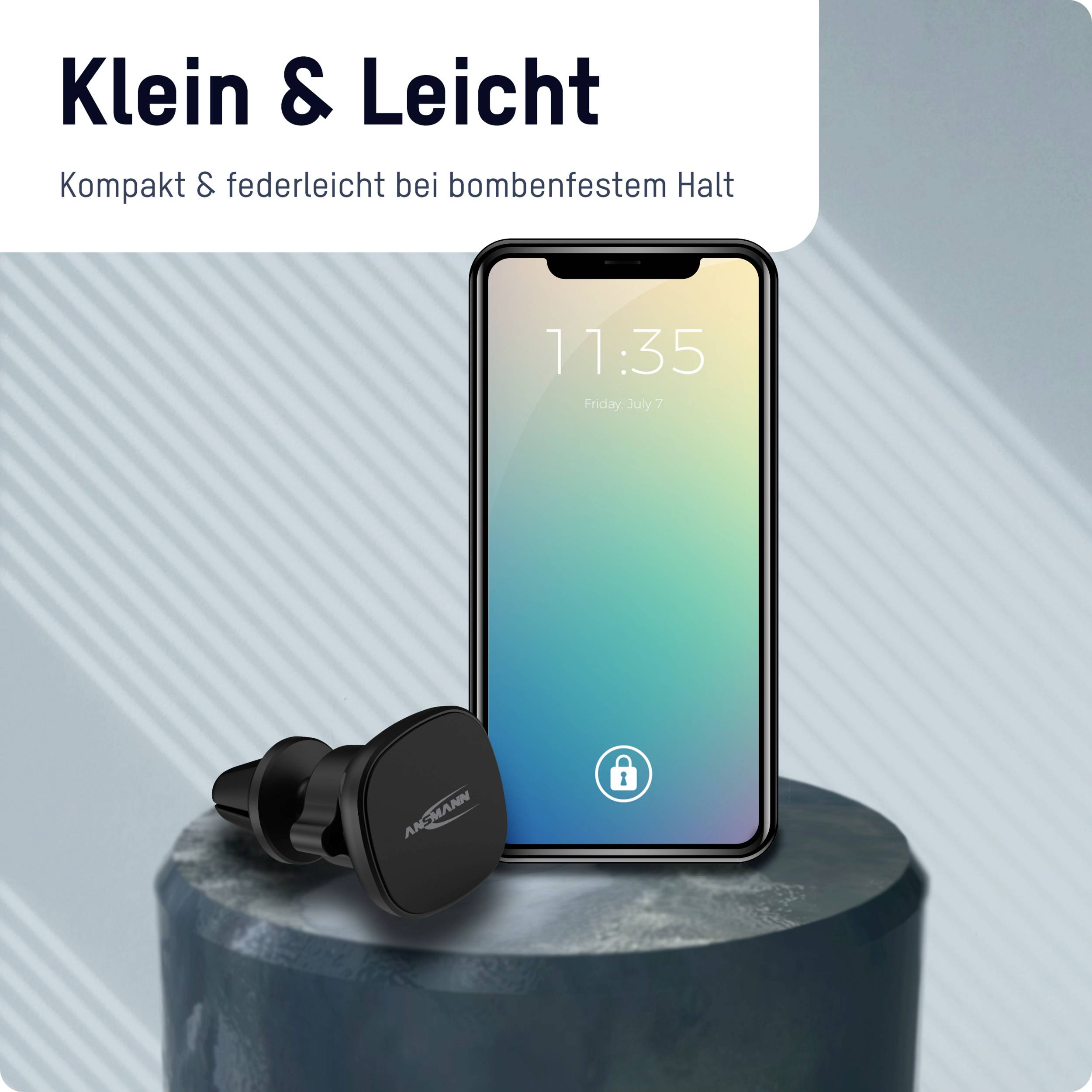 Sluchátka vedle smartphonu na stole. Text: Malé & Lehké; kompaktní & neuvěřitelně lehké s mimořádně pevným uchycením.
