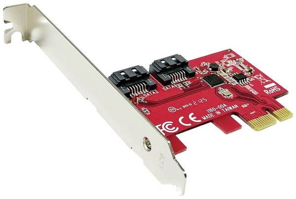 Roline    2 porty  SATA řadič  PCIe x1  Vhodný pro (SSD): SATA SSD  vč. nízkoprofilového krycího plechu na prázdný slot