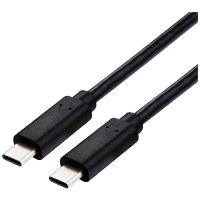 Černý USB-C kabel s konektory na obou koncích, vhodný pro rychlý přenos dat a nabíjení zařízení.