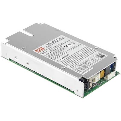 Stříbrný elektronický modul s technickým popisem a různými napájecími konektory, zobrazený z bočního pohledu.