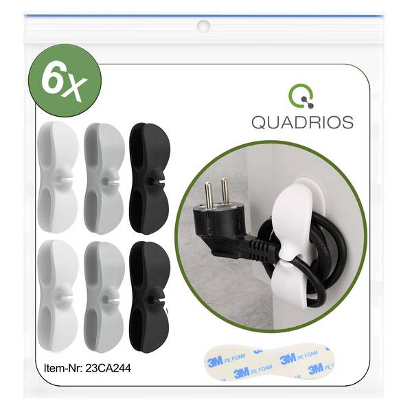 Quadrios 23CA244 držák kabelu samolepicí 23CA244  Průměr svazku (pevný)=8 mm  černá, šedá, bílá 6 ks