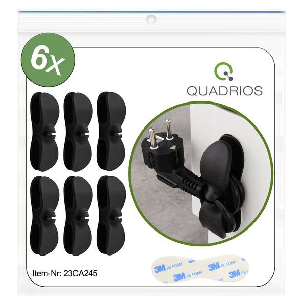 Quadrios 23CA245 držák kabelu samolepicí 23CA245    černá 6 ks