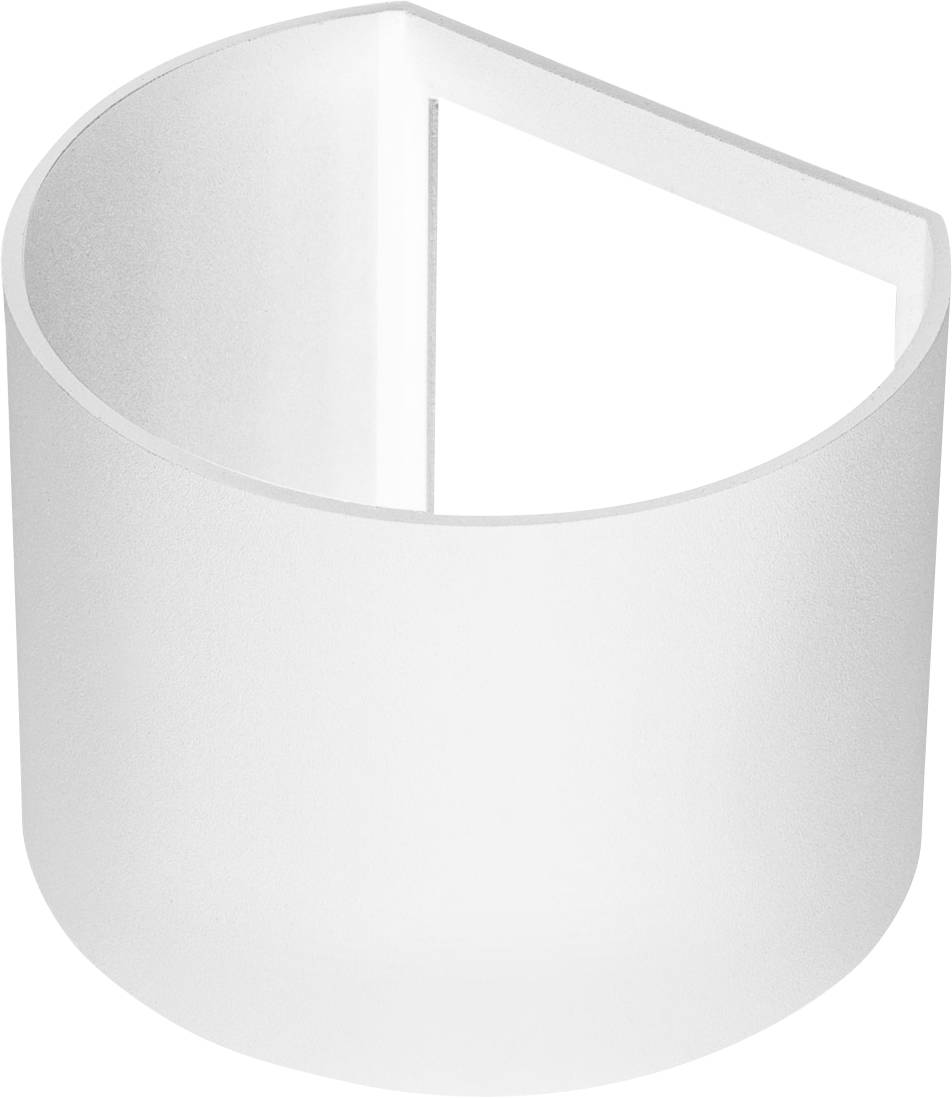 Bílý polokruhový stínítko lampy nebo plastový panel zobrazený izolovaně na jednoduchém pozadí.