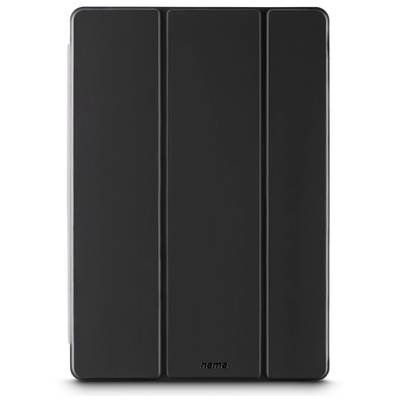 Černé tabletu pouzdro od Hama se třemi přehyby, které stojí svisle pro ochranu a stabilitu. Vhodné pro různé modely tabletů.
