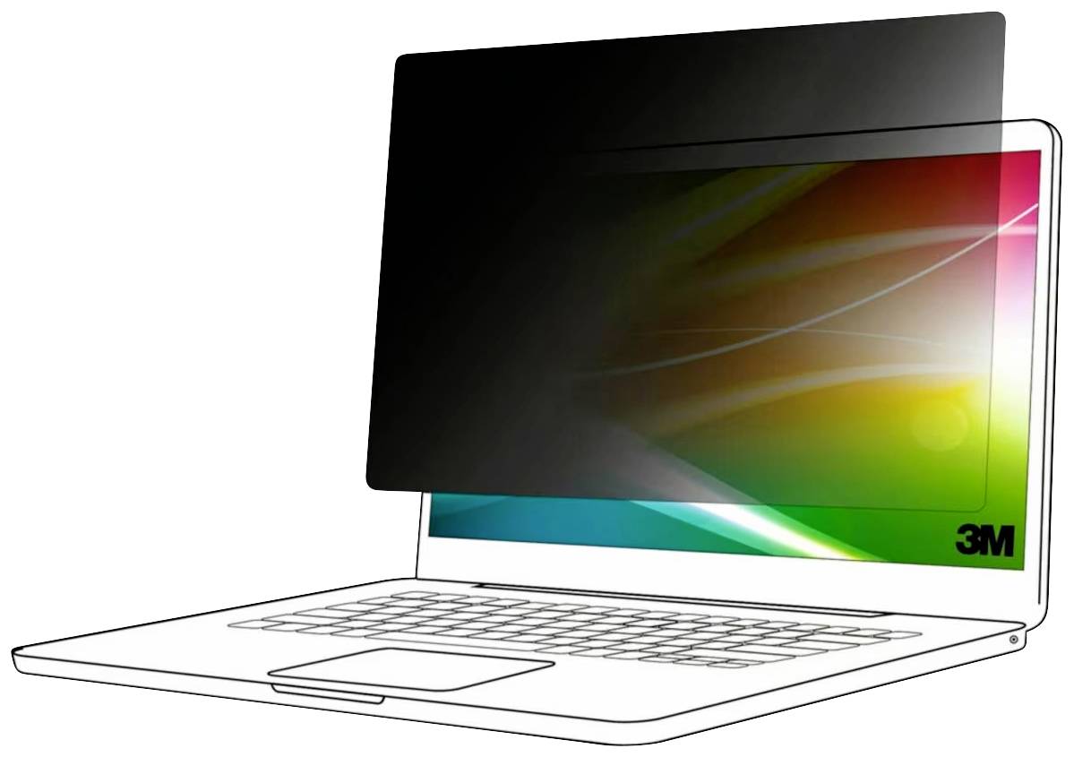 Laptop s filtrem soukromí, který zakrývá obrazovku a chrání zobrazené informace před pohledy z boku.