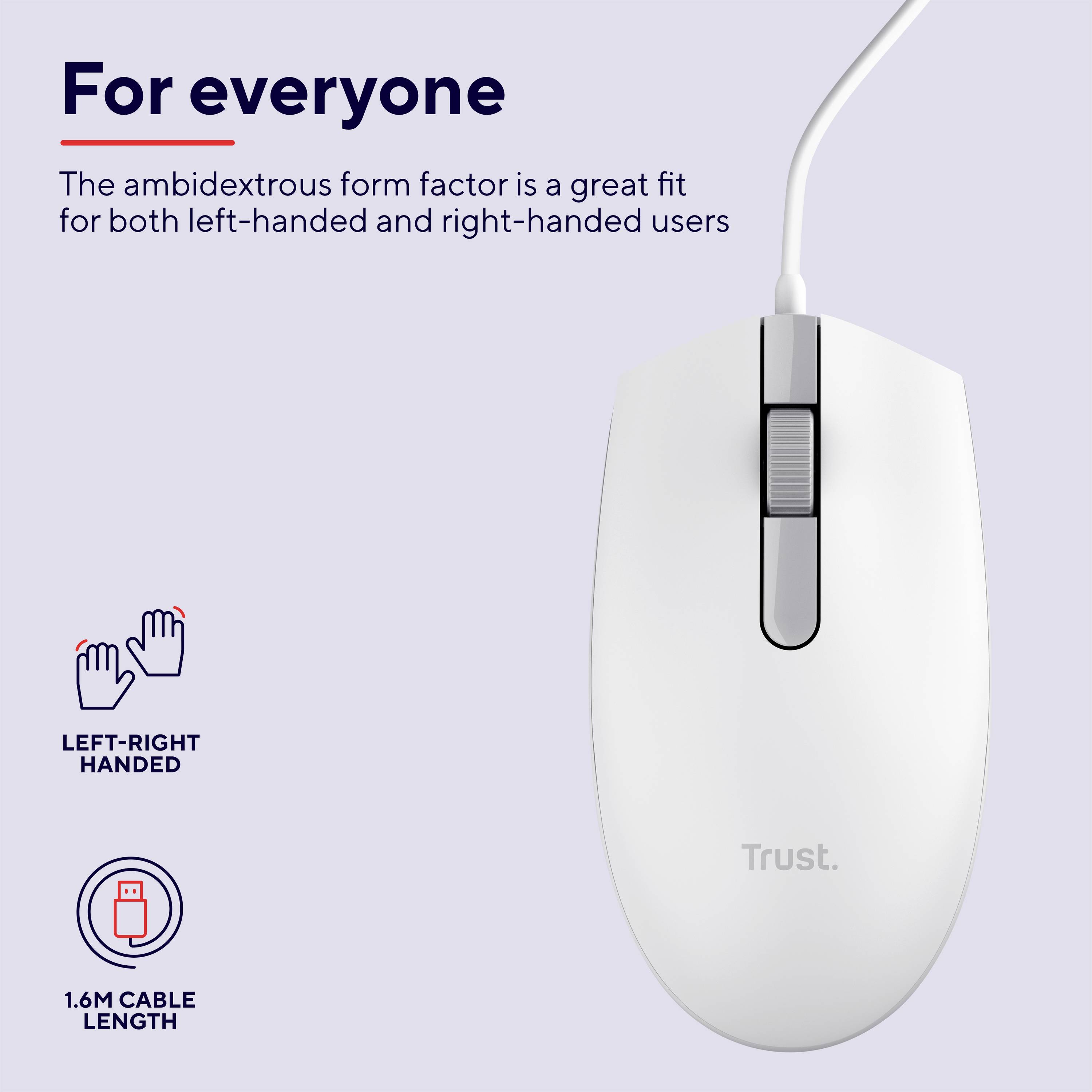 Trust TM-101W optická myš, přenos USB, 3 tlačítko, 1200 dpi, bílá-5