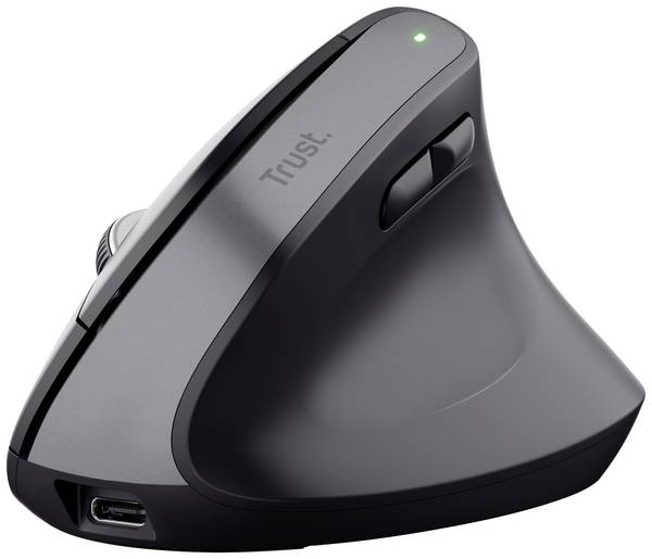 Trust Bayo+ optická ergonomická myš, přenos Bluetooth®, 6 tlačítko, 800 dpi, 1200 dpi, 1600 dpi, 2400 dpi, černá