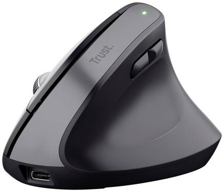 Trust Bayo+ optická ergonomická myš, přenos Bluetooth®, 6 tlačítko, 800 dpi, 1200 dpi, 1600 dpi, 2400 dpi, černá