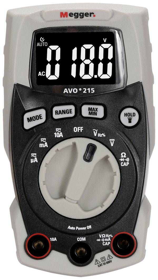 Megger AVO215 digitální multimetr, Kalibrováno dle (DAkkS), CAT III 600 V, Displej (counts): 4000