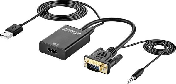 SpeaKa Professional AV konvertor SP-12111624 [VGA, jack - HDMI] 1920 x 1080 Pixel