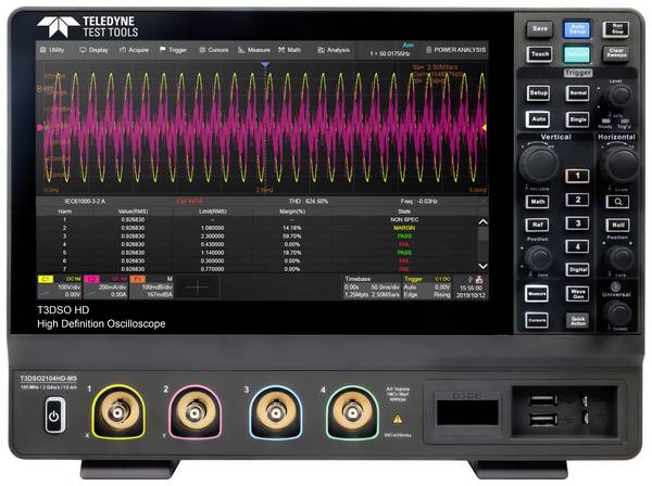 Teledyne LeCroy T3DSO2104HD-MS digitální osciloskop 100 MHz, 4kanálový, 1 GSa/s, 12 Mpts, 12 Bit, mixovaný signál (MSO), 1 ks, T3DSO2104HD-MS