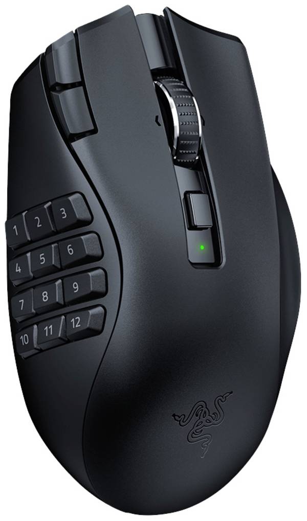 RAZER Naga V2 HyperSpeed optická ergonomická herní myš, přenos Bluetooth®, bezdrátový, 21 tlačítko, 30000 dpi, černá