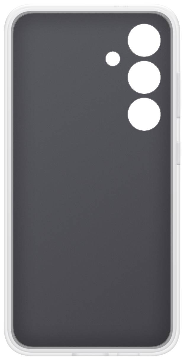 Pohled zezadu na kryt mobilního telefonu se čtyřmi kruhovými výřezy pro fotoaparát v pravém horním rohu.