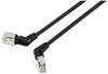 Renkforce RF-6071548 RJ45 síťové kabely, propojovací kabely CAT 6A F/UTP 1.00 m černá Zásuvné kontakty otočné o 360°, Zahnutý kabelový vývod 1 ks