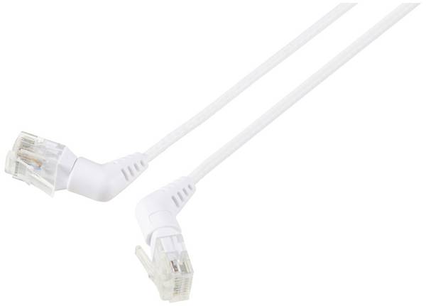 Renkforce RF-6071560 RJ45 síťové kabely, propojovací kabely CAT 6 U/UTP 1.00 m bílá Zásuvné kontakty otočné o 360°, Zahnutý kabelový vývod 1 ks