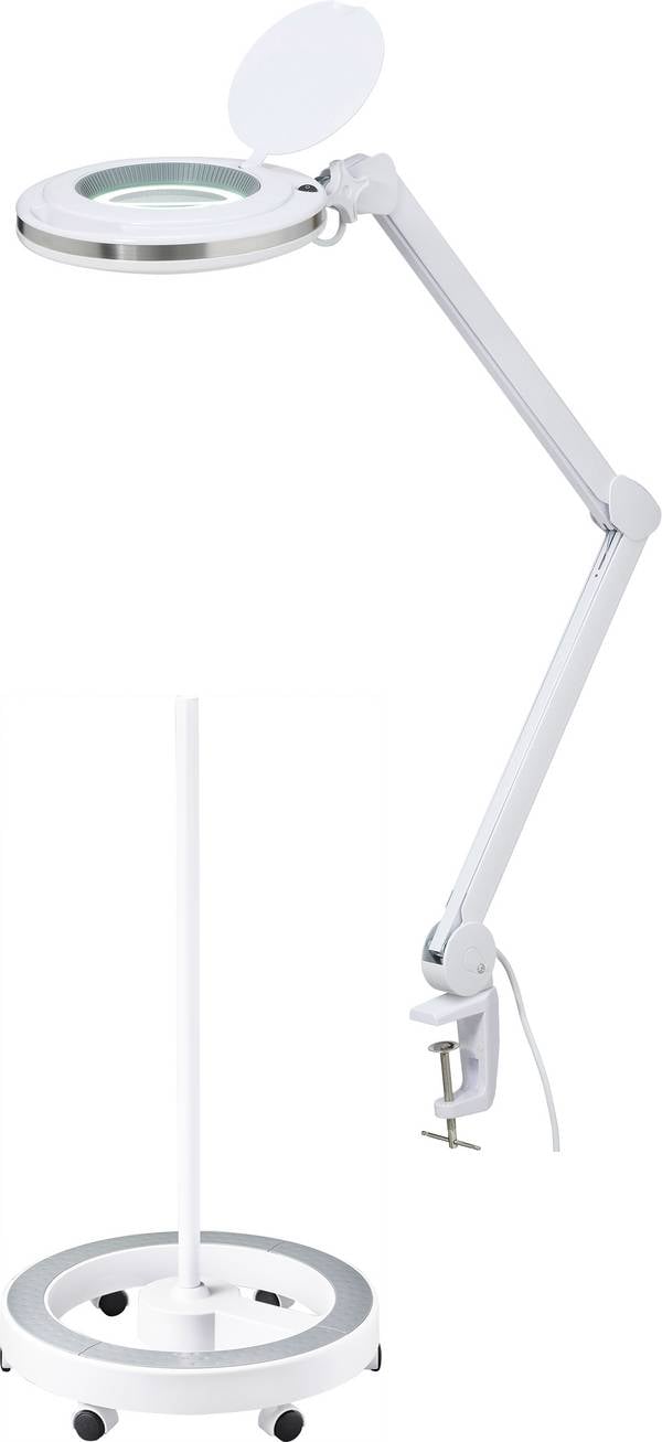 TOOLCRAFT 2391156+2389201 Lupa s LED osvětlením, 60 SMD LED, 3D, 1,75 x vč Pojízdný kulatý stativ zvětšení=1.75 x 12.7 cm Třída energetické účinnosti 2021 F (A - G)
