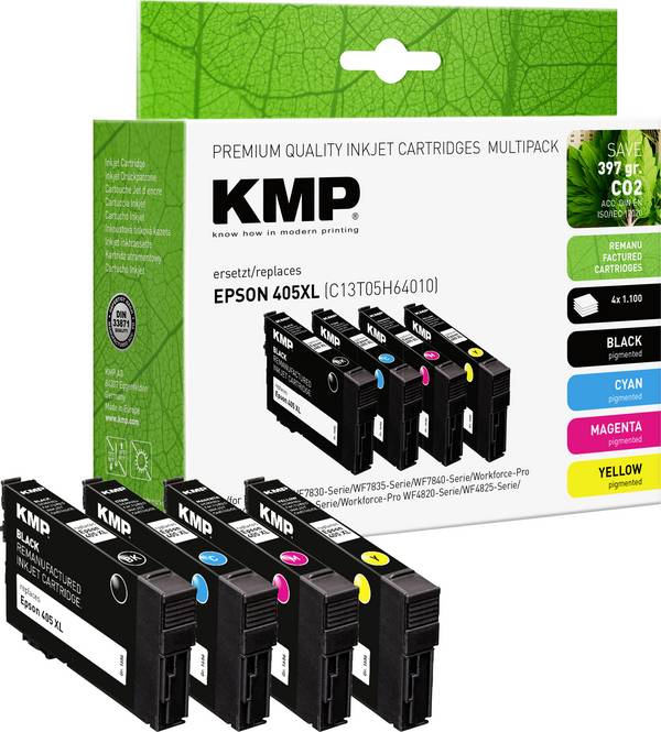 KMP Ink náhradní Epson 405XL, T05H6, T05H1, T05H2, T05H3, T05H4 kompatibilní kombinované balení černá, azurová, purppurová, žlutá 1656,4005 1656,4005