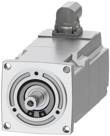Stříbrný model elektromotoru s obdélníkovým krytem a válcovou hřídelí, vhodný pro průmyslové použití.