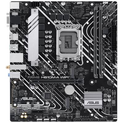 Počítačová základní deska s různými sloty, porty a CPU socketem uprostřed. Model: 'PRIME H610M-A WIFI'.