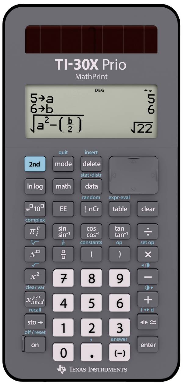 Texas Instruments TI-30X Prio MathPrint™  školní počítač, displej (počet míst) 64, na baterii, solární napájení, černá