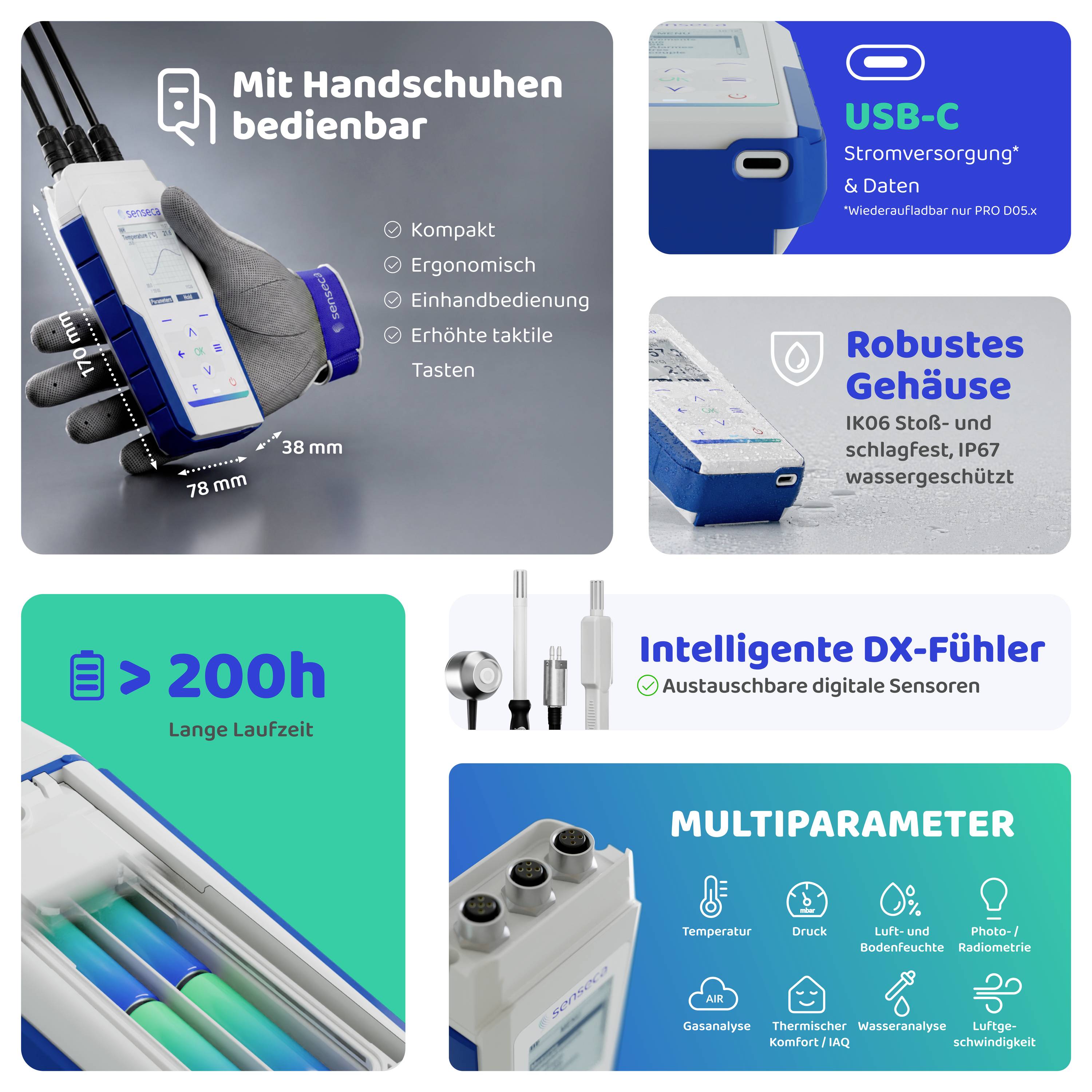 Senseca 486777 DX 631 Digitální světelný senzor 0.1 - 10000 µmol/m²/s-3