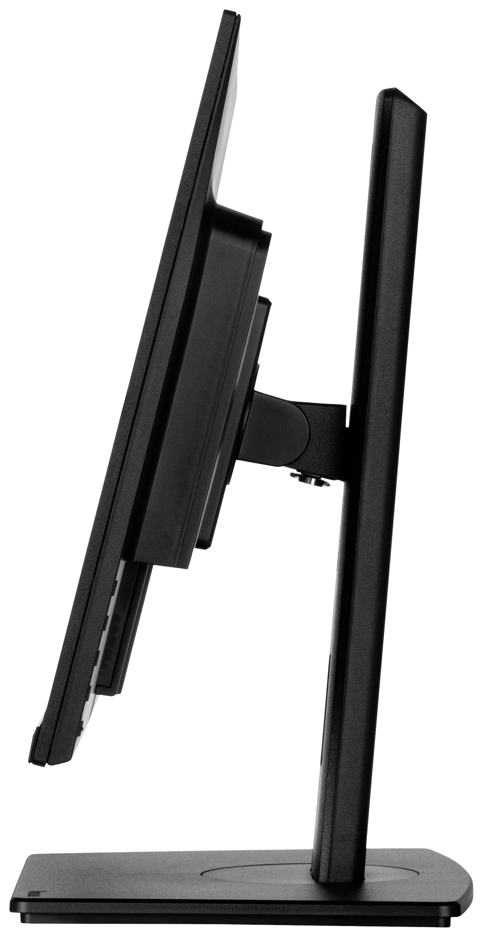 Plochý počítačový monitor v pohledu z profilu s moderním, štíhlým designem a stabilní základnou.