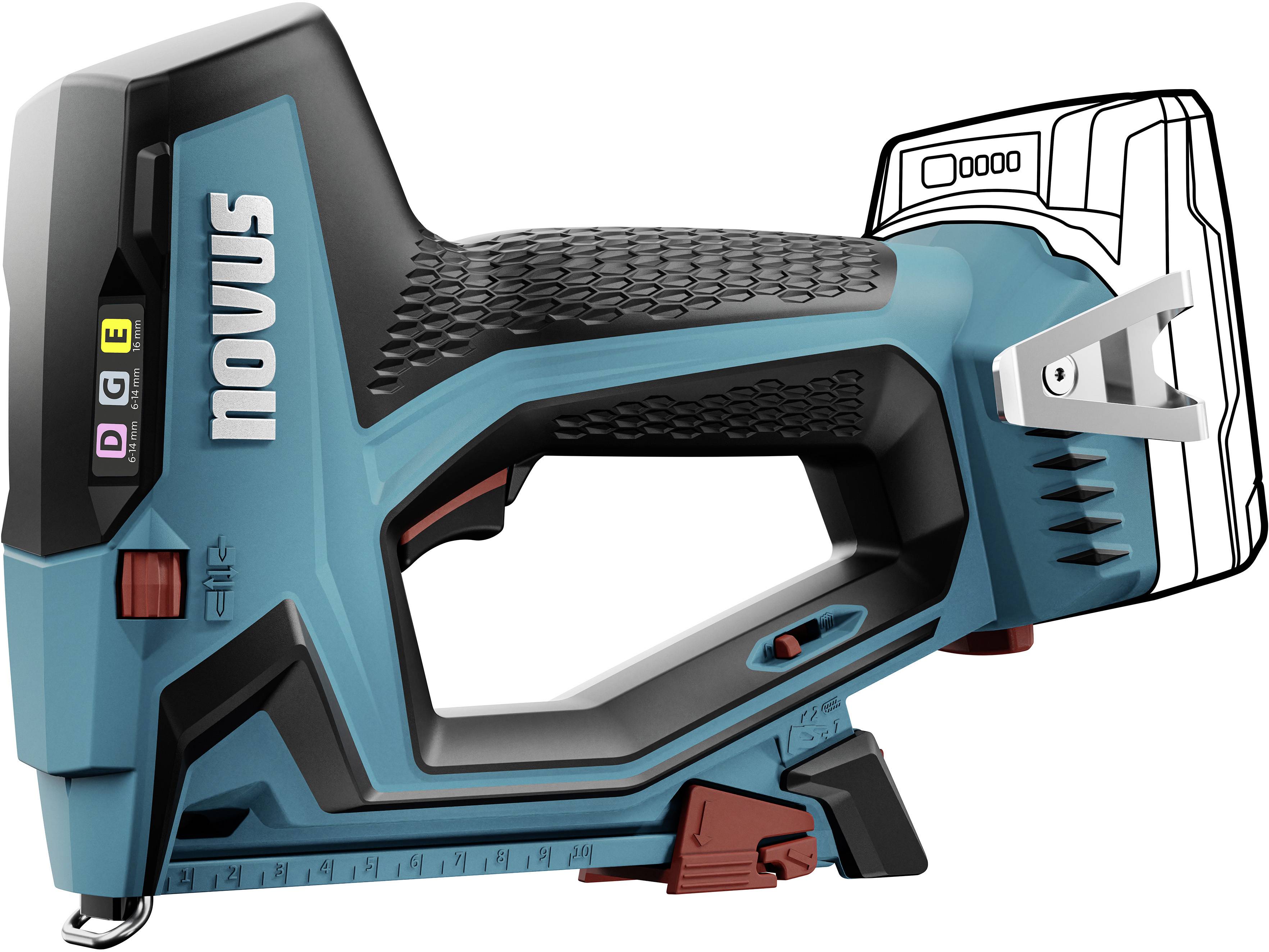 Novus Tools J-551, 031-0365 akumulátorová sponkovačka, Typ 53F, dĺžka 6 - 14 mm, bez akumulátoru, bez nabíječky-1