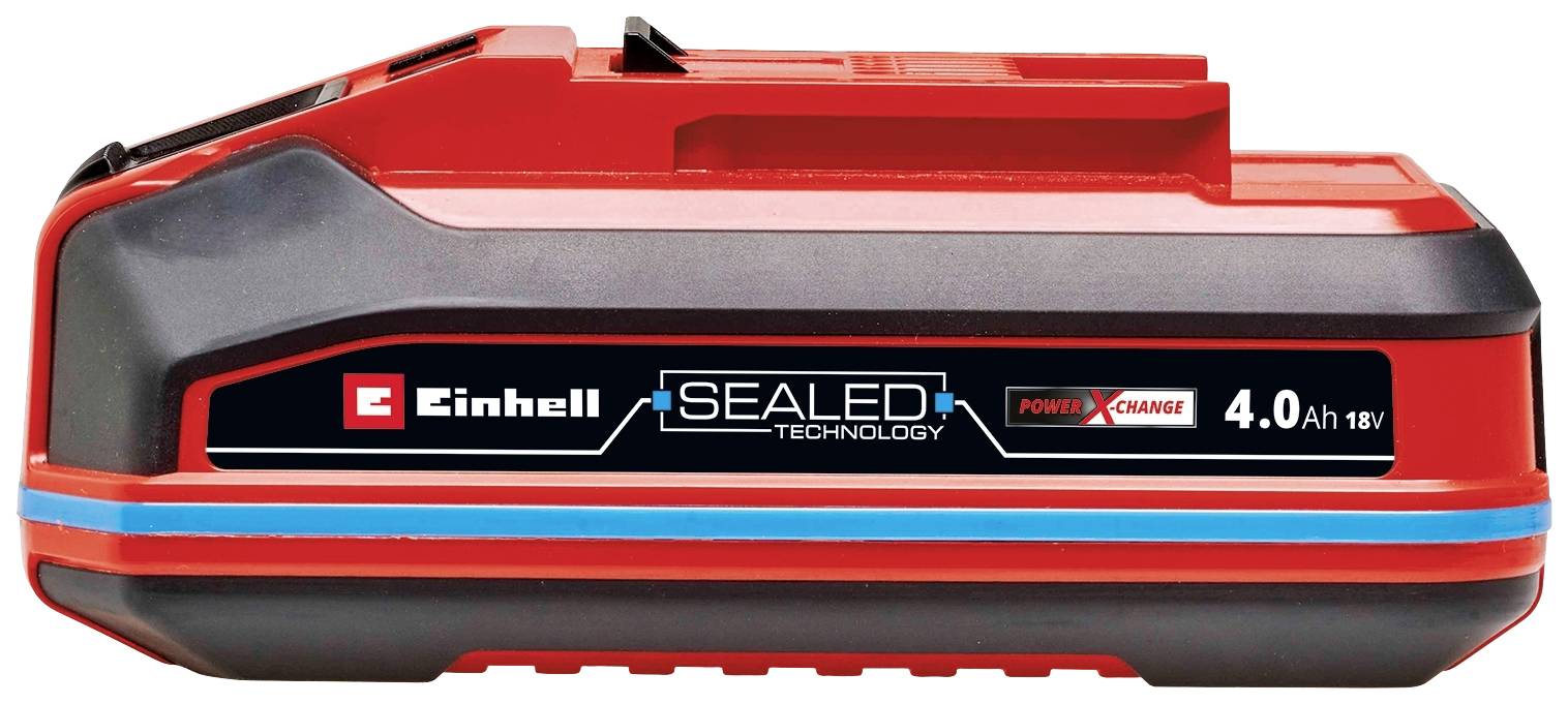 Dva akumulátory Einhell PX-C s novým designem. Popis na obrázku: „Nový design, stejný akumulátor".