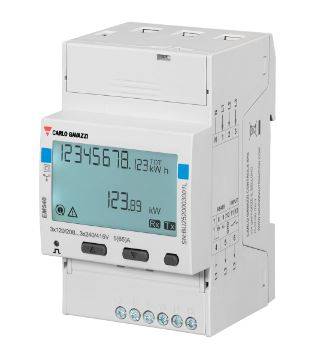 Elektroměr s digitálním displejem zobrazuje '1234567,8 kWh'.