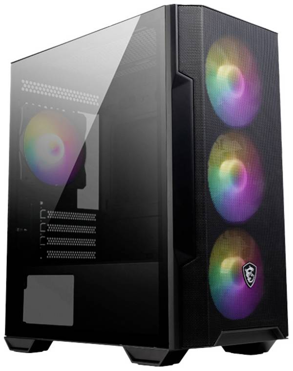 MSI M100R midi tower PC skříň  černá 4 předinstalované LED ventilátory, prachový filtr, boční okno