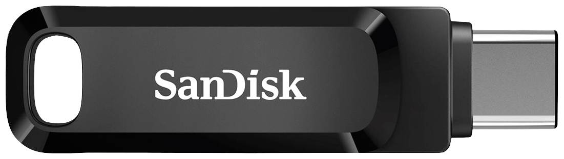 Černý USB flash disk značky SanDisk s konektorem USB-C.