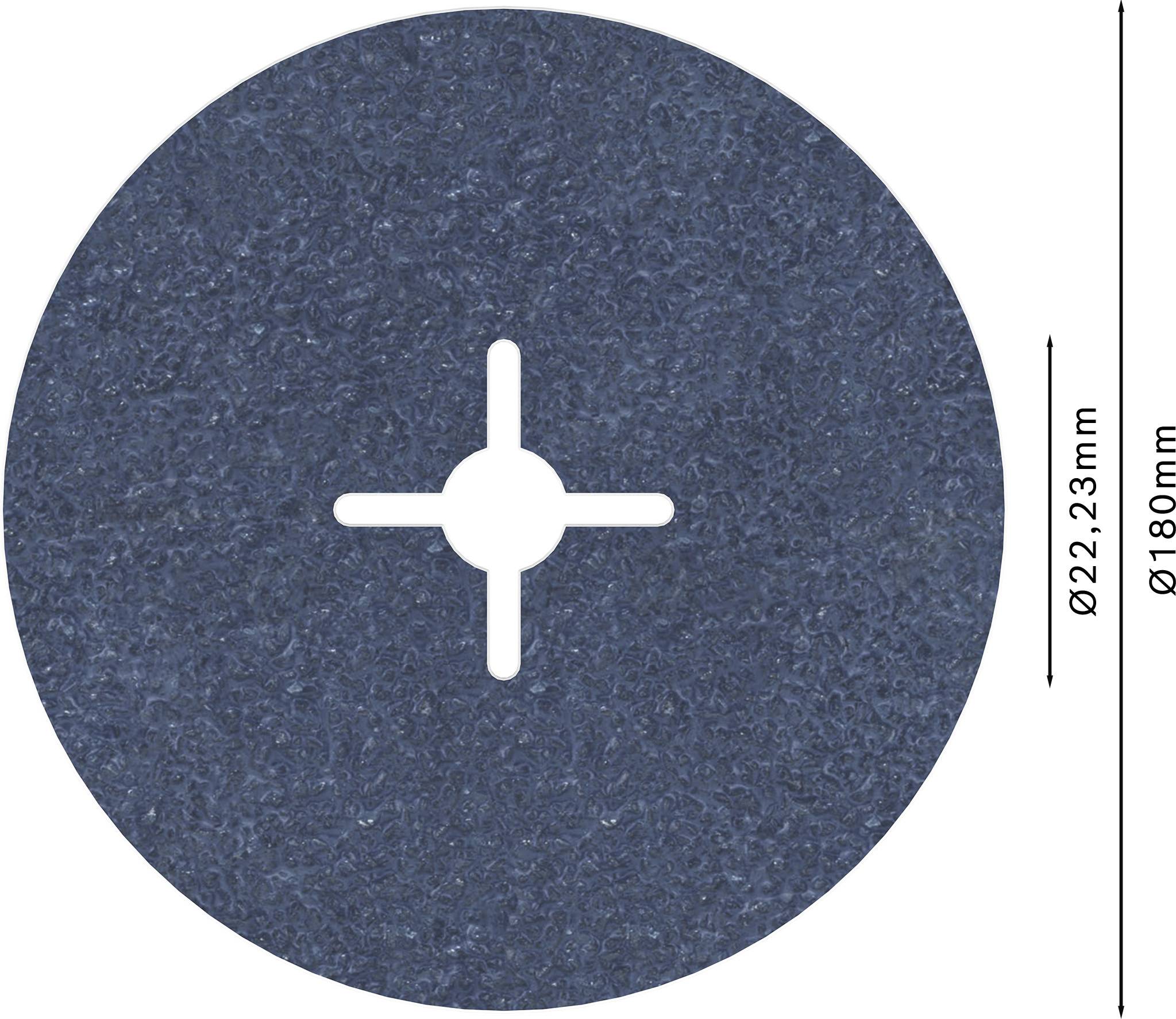 Zobrazení brusného kotouče s průměrem 180 mm a vnitřním otvorem 22,23 mm.