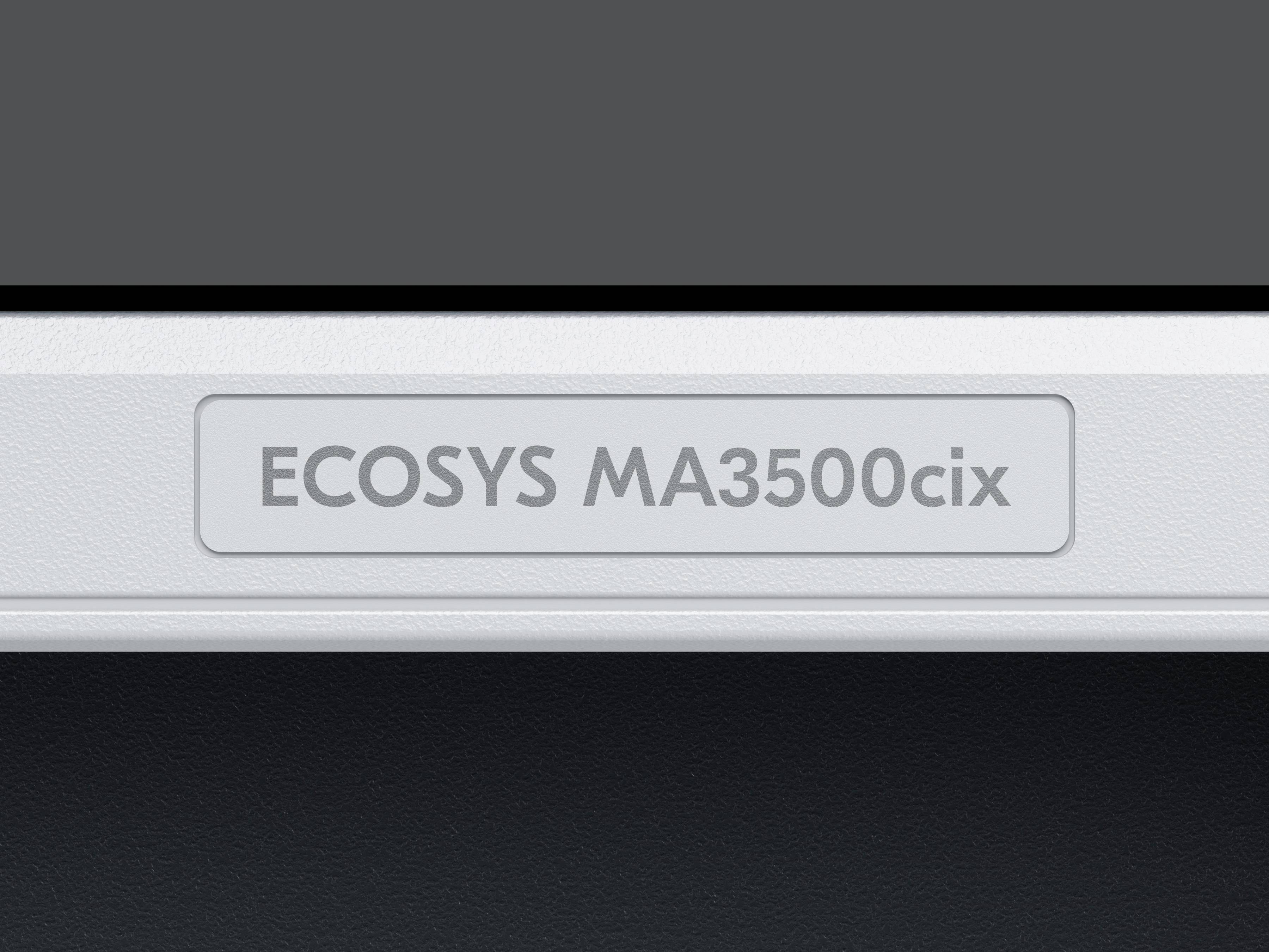 Výřez zobrazuje název modelu tiskárny: 'ECOSYS MA3500cix' na šedém pozadí.