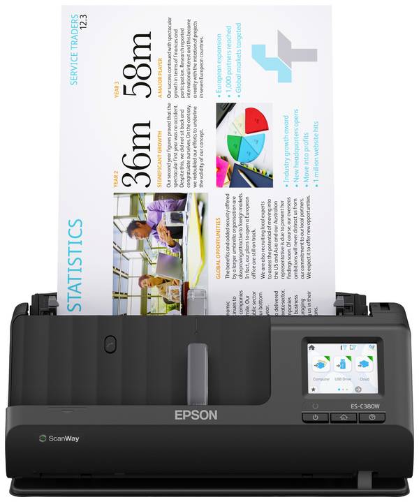 Epson WorkForce ES-C380W Scanner 30ppm skener dokumentů  A4 1200 x 1200  30 str./min USB 2.0, Wi-Fi 4 (IEEE 802.11 n/g/b/a)