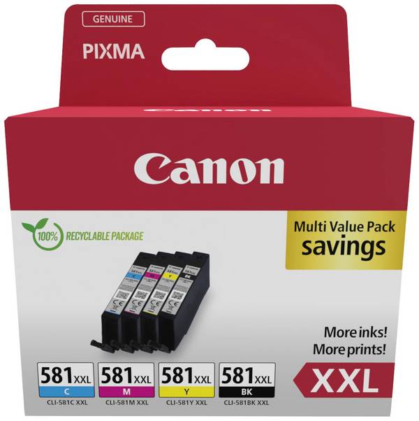 Canon Ink CLI-581 XXL originál kombinované balení černá, azurová, purppurová, žlutá 1998C007