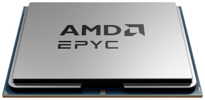 Procesor AMD EPYC, známý vysokým výkonem a efektivitou v serverových aplikacích.