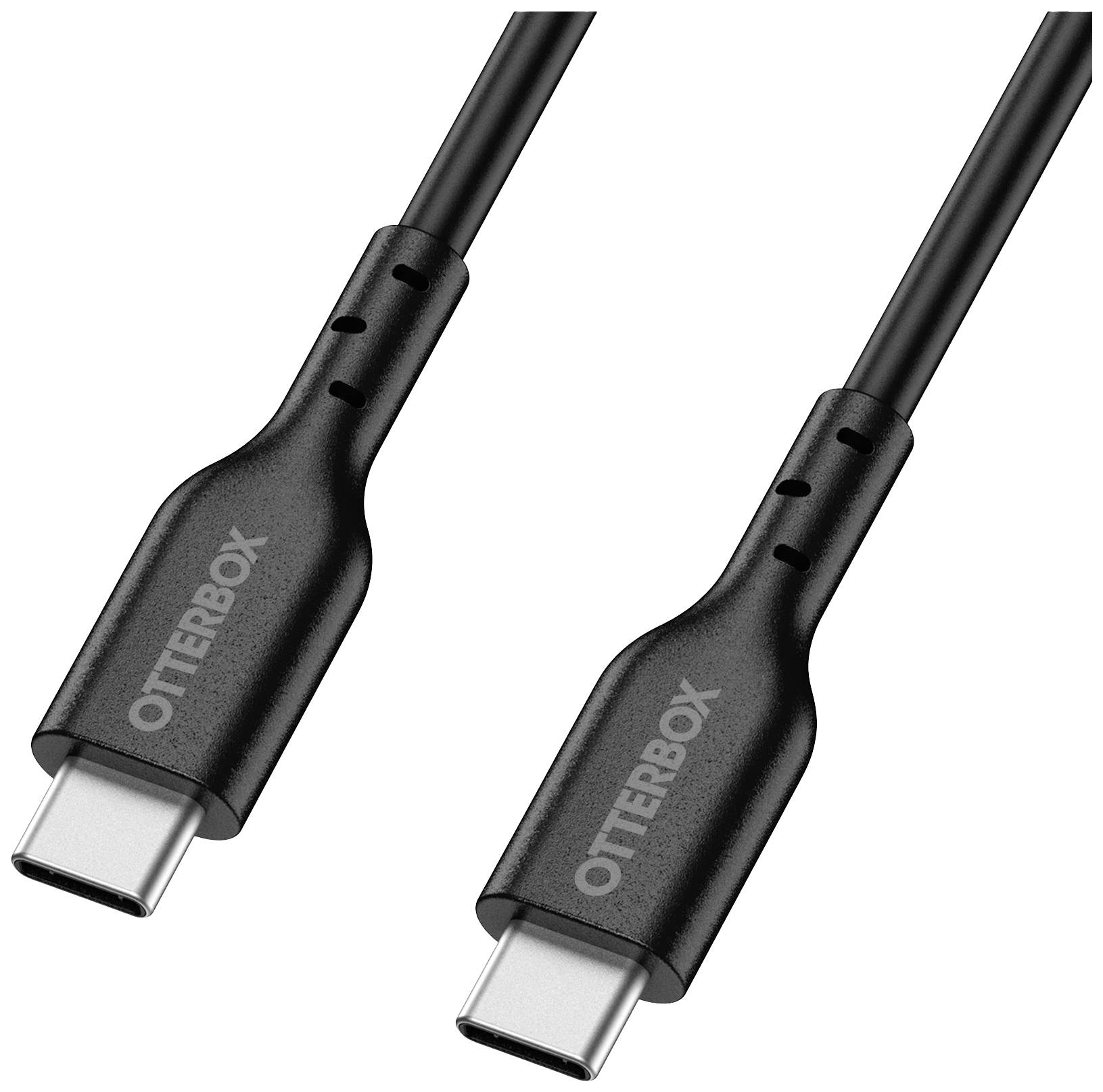 Černý USB-C kabel od OtterBoxu s konektory na obou stranách, vhodný pro nabíjení a synchronizaci zařízení.