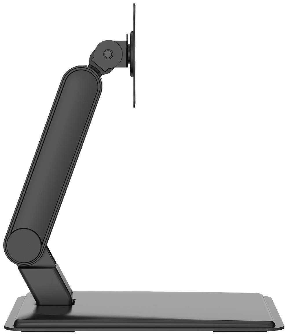 Černený, výškově nastavitelný držák monitoru s klouby, pohled z boku. Ideální pro flexibilní umístění obrazovky.