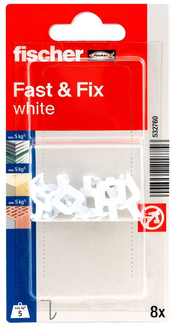 Fischer Fast & Fix K NV Hák na stěnu  bílá Množství: 1 sada