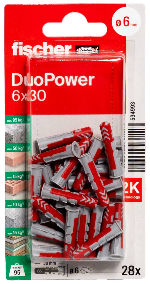 Fischer 534993 DuoPower 6 x 30 K NV 2komponentní hmoždinka 30 mm 6 mm 1 sada