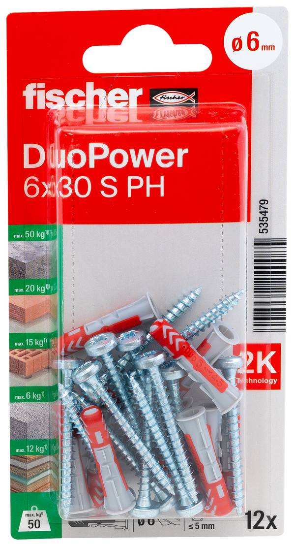 Fischer 535479 DuoPower 6 x 30 S PH K NV hmoždinka 30 mm 6 mm 1 sada