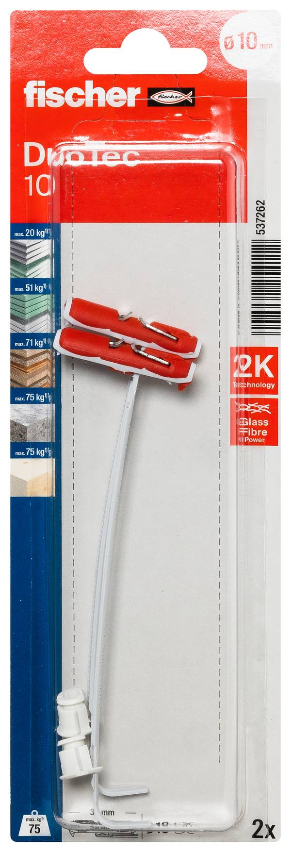 Fischer 537262 fischer DuoTec 10 K NV hmoždinka 50 mm  1 sada