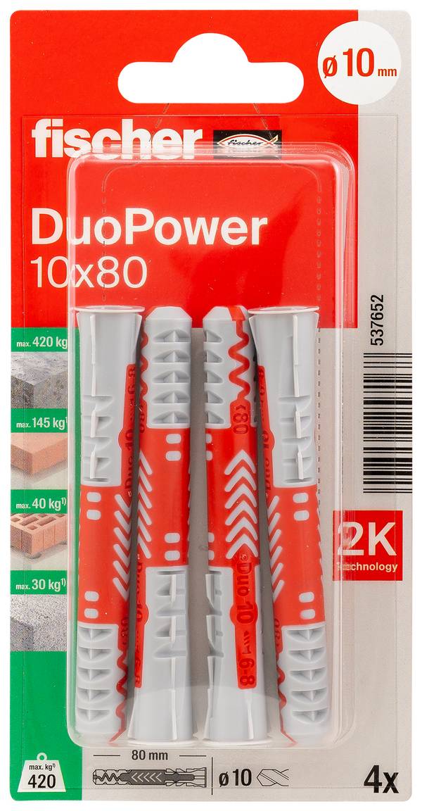 Fischer 537652 DuoPower 10 x 80 K NV hmoždinka 80 mm 10 mm 1 sada