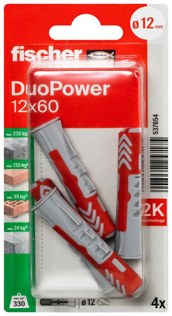 Fischer 537654 DuoPower 12 x 60 K NV hmoždinka 60 mm 12 mm 1 sada