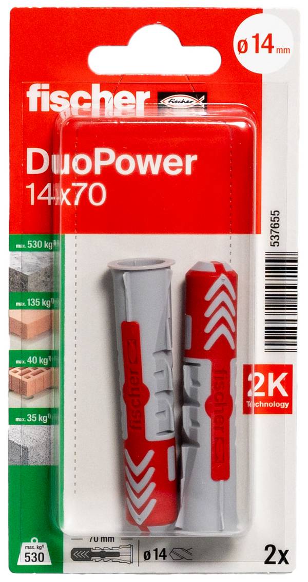 Fischer 537655 DuoPower 14 x 70 K NV hmoždinka 70 mm 14 mm 1 sada
