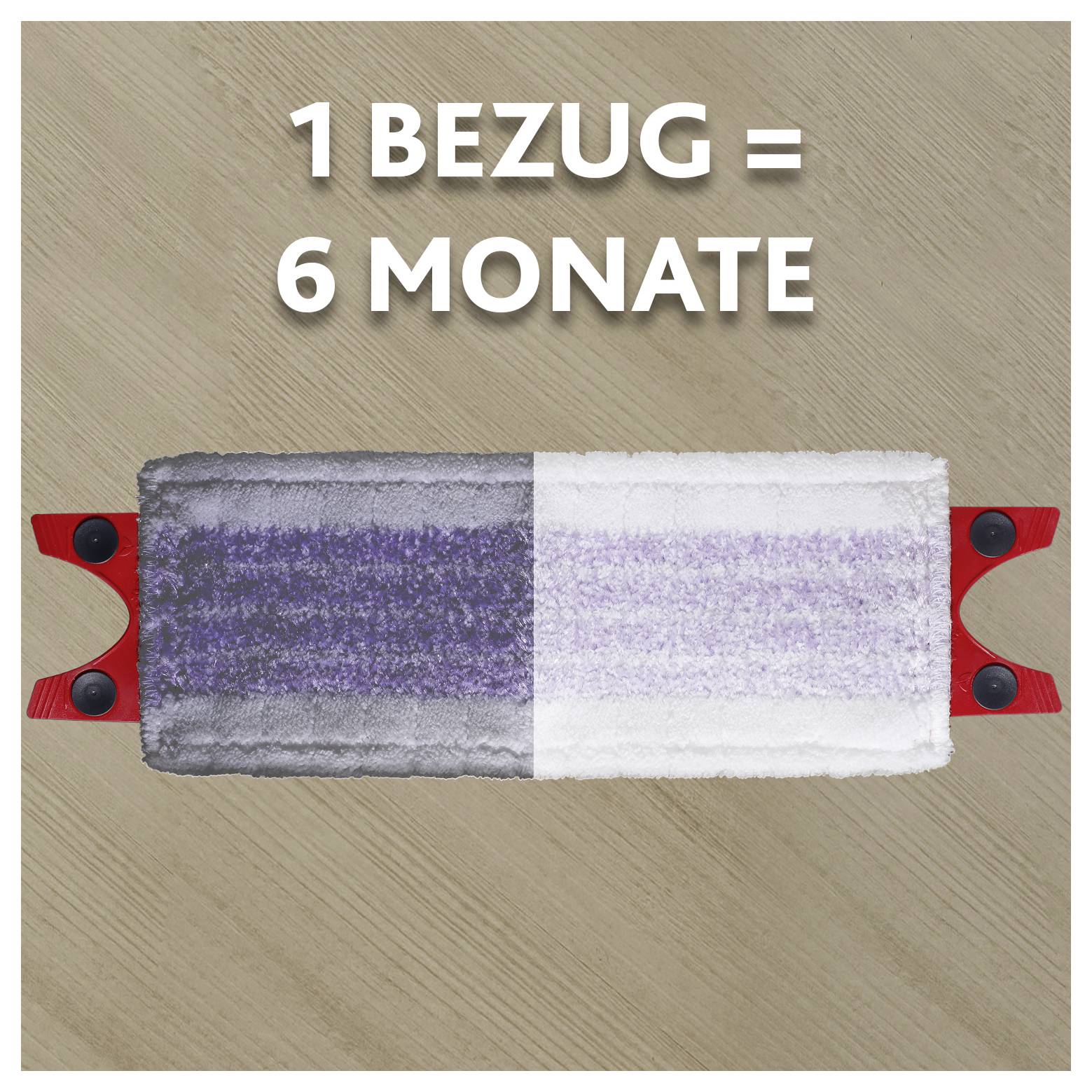 Grafika hlavi mopové rozdělenà na poloviny s textem '1 BEZUG = 6 MĚSÍCŮ', což naznačuje, že jeden náhradní díl vydrží šest měsíců.